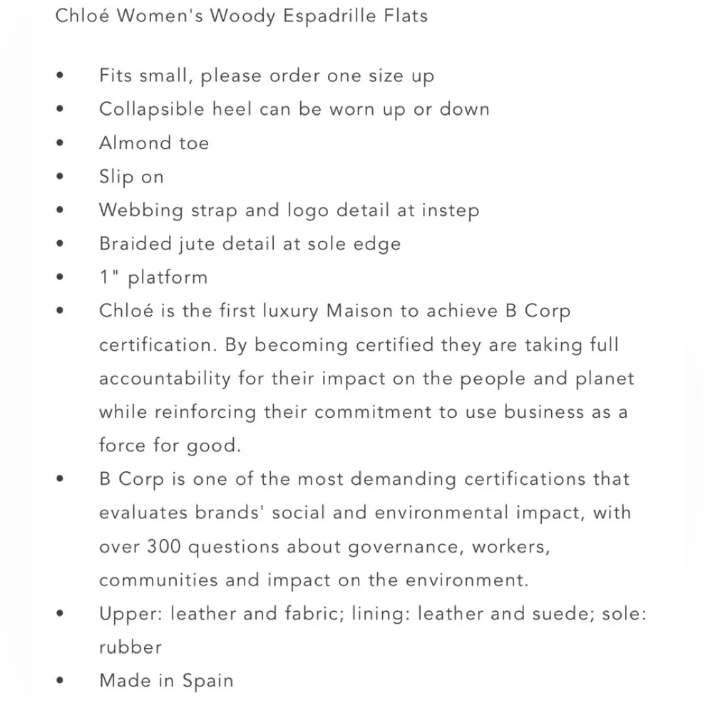 NIB CHLOE Women’s Woody Espadrille Flats